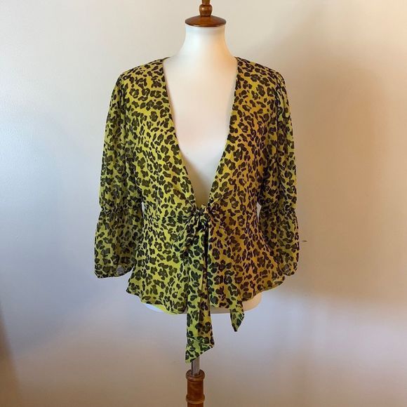 [New York & Company] Neon Leopard Blouse - Size Medium NWT - Picture 1 of 4